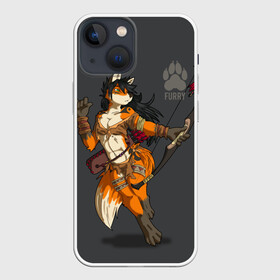 Чехол для iPhone 13 mini с принтом Furry fox в Курске,  |  | furry | furry fox | амазонка | антропоморфное животное | воин | женщина | животные | зверь | лиса | лук | фурри | человек