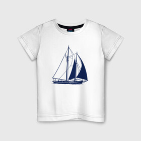 Детская футболка хлопок с принтом Кораблик в Курске, 100% хлопок | круглый вырез горловины, полуприлегающий силуэт, длина до линии бедер | sailboat | кораблик | корабль | лодка | моряки | парус | парусная лодка | тату | татуировка