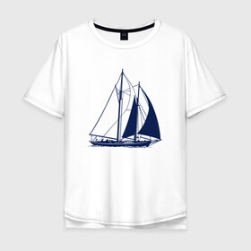 Мужская футболка хлопок Oversize с принтом Кораблик в Курске, 100% хлопок | свободный крой, круглый ворот, “спинка” длиннее передней части | sailboat | кораблик | корабль | лодка | моряки | парус | парусная лодка | тату | татуировка
