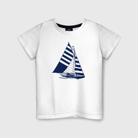 Детская футболка хлопок с принтом Парусная лодка в Курске, 100% хлопок | круглый вырез горловины, полуприлегающий силуэт, длина до линии бедер | sailboat | кораблик | корабль | лодка | парус | парусная лодка | тату | татуировка