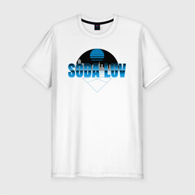 Мужская футболка хлопок Slim с принтом SODA LUV в Курске, 92% хлопок, 8% лайкра | приталенный силуэт, круглый вырез ворота, длина до линии бедра, короткий рукав | luv | mayot | melon | music | og buda | seemee | soda | sodaluv | бигасс | коми | лав | лого | логотип | лув | мелон | сода