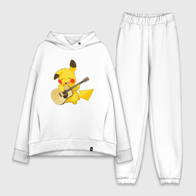 Женский костюм хлопок Oversize с принтом Пикачу с гитарой в Курске,  |  | anime | picachu | pikachu | аниме | милый | пика | пикачу | покебол | покемон