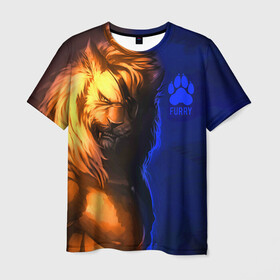 Мужская футболка 3D с принтом Furry lion в Курске, 100% полиэфир | прямой крой, круглый вырез горловины, длина до линии бедер | furry | lion | антропоморфные животные | лев | люди животные | разбойник | фурри | фурри фэндом