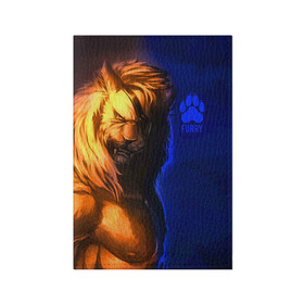 Обложка для паспорта матовая кожа с принтом Furry lion в Курске, натуральная матовая кожа | размер 19,3 х 13,7 см; прозрачные пластиковые крепления | furry | lion | антропоморфные животные | лев | люди животные | разбойник | фурри | фурри фэндом