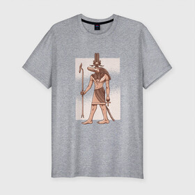 Мужская футболка хлопок Slim с принтом Египетский Бог Крокодил Собек в Курске, 92% хлопок, 8% лайкра | приталенный силуэт, круглый вырез ворота, длина до линии бедра, короткий рукав | ancient god | ankh | crocodile | demiurg | egypt | elder god | nile | osiris | ra | sobek | анх | бог воды | бог нила | божество | демиург | древний египет | египетские боги | египетские иероглифы | египтянин | крокодилополь