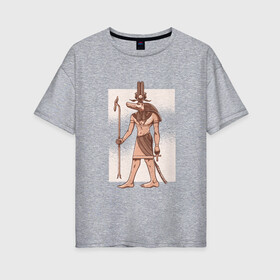 Женская футболка хлопок Oversize с принтом Египетский Бог Крокодил Собек в Курске, 100% хлопок | свободный крой, круглый ворот, спущенный рукав, длина до линии бедер
 | Тематика изображения на принте: ancient god | ankh | crocodile | demiurg | egypt | elder god | nile | osiris | ra | sobek | анх | бог воды | бог нила | божество | демиург | древний египет | египетские боги | египетские иероглифы | египтянин | крокодилополь