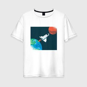 Женская футболка хлопок Oversize с принтом Маск SpaceX миссия на марс в Курске, 100% хлопок | свободный крой, круглый ворот, спущенный рукав, длина до линии бедер
 | earth | elon musk | mars | nasa | red planet | roscosmos | space | space shuttle | star | stars | астронавт | илон маск | класная планета | космический пейзаж | космонавт | летит на марс | наса | планета земля | роскосмос | спейс экс | спейс