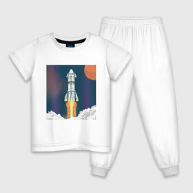 Детская пижама хлопок с принтом Запуск ракеты Atlas Атлас V в Курске, 100% хлопок |  брюки и футболка прямого кроя, без карманов, на брюках мягкая резинка на поясе и по низу штанин
 | earth | elon musk | mars | nasa | roscosmos | space | space shuttle | star | stars | usa | астронавт | илон маск | космодром | космонавт | миссия sbirs | мыс канаверал | наса | планета земля | рн atlas v 421 | роскосмос | спейс экс | спейсэк