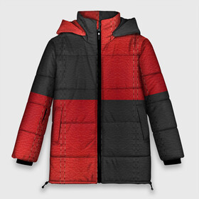 Женская зимняя куртка Oversize с принтом Черно-красная Кожа в Курске, верх — 100% полиэстер; подкладка — 100% полиэстер; утеплитель — 100% полиэстер | длина ниже бедра, силуэт Оверсайз. Есть воротник-стойка, отстегивающийся капюшон и ветрозащитная планка. 

Боковые карманы с листочкой на кнопках и внутренний карман на молнии | patchwork | skin | stripes | кожа | полосы