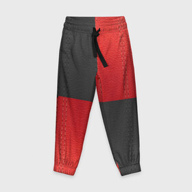 Детские брюки 3D с принтом Черно-красная Кожа в Курске, 100% полиэстер | манжеты по низу, эластичный пояс регулируется шнурком, по бокам два кармана без застежек, внутренняя часть кармана из мелкой сетки | patchwork | skin | stripes | кожа | полосы