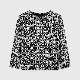 Детский лонгслив 3D с принтом Пиксельная Текстура в Курске, 100% полиэстер | длинные рукава, круглый вырез горловины, полуприлегающий силуэт
 | Тематика изображения на принте: blackandwhite | pattern | pixels | пиксели | черно белый