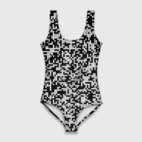 Купальник-боди 3D с принтом Пиксельная Текстура в Курске, 82% полиэстер, 18% эластан | Круглая горловина, круглый вырез на спине | Тематика изображения на принте: blackandwhite | pattern | pixels | пиксели | черно белый