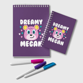 Блокнот с принтом Dreamy Megan в Курске, 100% бумага | 48 листов, плотность листов — 60 г/м2, плотность картонной обложки — 250 г/м2. Листы скреплены удобной пружинной спиралью. Цвет линий — светло-серый
 | Тематика изображения на принте: animal crossing | game | games | анимал | играб игры | изабель | кросинг | кроссинг | мистер ресетти | том нук | энимал