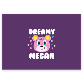 Поздравительная открытка с принтом Dreamy Megan в Курске, 100% бумага | плотность бумаги 280 г/м2, матовая, на обратной стороне линовка и место для марки
 | Тематика изображения на принте: animal crossing | game | games | анимал | играб игры | изабель | кросинг | кроссинг | мистер ресетти | том нук | энимал