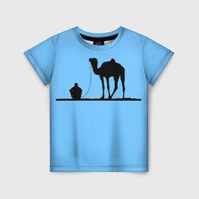 Детская футболка 3D с принтом Верблюд в Курске, 100% гипоаллергенный полиэфир | прямой крой, круглый вырез горловины, длина до линии бедер, чуть спущенное плечо, ткань немного тянется | выносливость | мощь | пустыня | спокойствие | тень