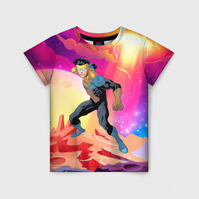 Детская футболка 3D с принтом Марк Грэйсон Неуязвимый в Курске, 100% гипоаллергенный полиэфир | прямой крой, круглый вырез горловины, длина до линии бедер, чуть спущенное плечо, ткань немного тянется | damien darkblood | invincible | superman | марк грэйсон | мультсериал | неуязвимый | супергерой