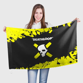 Флаг 3D с принтом Deathloop - Paint в Курске, 100% полиэстер | плотность ткани — 95 г/м2, размер — 67 х 109 см. Принт наносится с одной стороны | death | deathloop | game | games | loop | paint | брызги | дэслуп | дэт | дэтлуп | знак | игра | игры | краска | лого | луп | мертвая | пелтя | символ