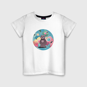 Детская футболка хлопок с принтом Странный медвежий мир в Курске, 100% хлопок | круглый вырез горловины, полуприлегающий силуэт, длина до линии бедер | world | абстракции | иллюстрации | медведь | прикольные картинки