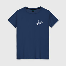 Женская футболка хлопок с принтом Virgin logo | Вирджин лого в Курске, 100% хлопок | прямой крой, круглый вырез горловины, длина до линии бедер, слегка спущенное плечо | galactic | бренсен | бренсон | брэнсeн | брэнсон | вингин | вирджин | вирджн | галактик | ричард