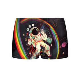 Мужские трусы 3D с принтом Космонавт в Курске, 50% хлопок, 50% полиэстер | классическая посадка, на поясе мягкая тканевая резинка | арт | значки | космонавт | космос | надписи | радуга | цветное