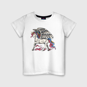 Детская футболка хлопок с принтом Славный единорог в Курске, 100% хлопок | круглый вырез горловины, полуприлегающий силуэт, длина до линии бедер | единорог | лошадь | пегас | пони | титаны