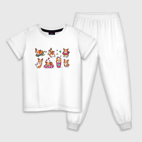 Детская пижама хлопок с принтом Плюшевый корги в Курске, 100% хлопок |  брюки и футболка прямого кроя, без карманов, на брюках мягкая резинка на поясе и по низу штанин
 | Тематика изображения на принте: dogs | корги | маленькие собаки | пёс | собака | стикеры