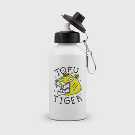 Бутылка спортивная с принтом Tofu Tiger Тигр Сыр Тофу в Курске, металл | емкость — 500 мл, в комплекте две пластиковые крышки и карабин для крепления | amur tiger | art | japan | japanese | tattoo | абстрактный принт | абстракция | амурский тигр | арт | детский рисунок | желтый тигр | животные | зубы | клыки | скетч | татуировка | татуировка тигра | тигр ест | тигры