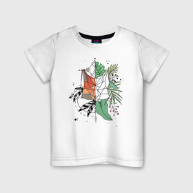 Детская футболка хлопок с принтом Geometry Fox в Курске, 100% хлопок | круглый вырез горловины, полуприлегающий силуэт, длина до линии бедер | Тематика изображения на принте: fox | geometry | геометрия | лиса | природа
