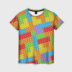 Женская футболка 3D с принтом POP IT / SIMPLE DIMPLE в Курске, 100% полиэфир ( синтетическое хлопкоподобное полотно) | прямой крой, круглый вырез горловины, длина до линии бедер | dimple | pop | pop it | simple | squish | димпл | поп | поп ит | симпл | сквиш