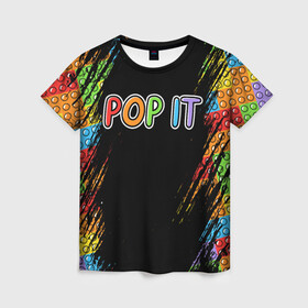 Женская футболка 3D с принтом POP IT SIMPLE DIMPLE в Курске, 100% полиэфир ( синтетическое хлопкоподобное полотно) | прямой крой, круглый вырез горловины, длина до линии бедер | dimple | pop | pop it | simple | squish | димпл | поп | поп ит | симпл | сквиш