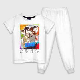 Детская пижама хлопок с принтом horimiya в Курске, 100% хлопок |  брюки и футболка прямого кроя, без карманов, на брюках мягкая резинка на поясе и по низу штанин
 | Тематика изображения на принте: anime | horimiya | kawaii | manga | shoujo | shoujomanga | аниме | манга | хоримия