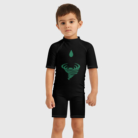 Детский купальный костюм 3D с принтом Зеленый ураган в Курске, Полиэстер 85%, Спандекс 15% | застежка на молнии на спине | буря | вихрь | зеленый цвет | погода | природа | стихия природы | ураган | шторм | экология
