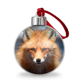 Ёлочный шар с принтом Хитрая лисица в Курске, Пластик | Диаметр: 77 мм | fox | foxy | животное | звери | лиса | лисенок | лисичка | милая | рыжая | фокс