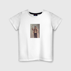 Детская футболка хлопок с принтом HARRY STYLES в Курске, 100% хлопок | круглый вырез горловины, полуприлегающий силуэт, длина до линии бедер | Тематика изображения на принте: harry | one direction | rose