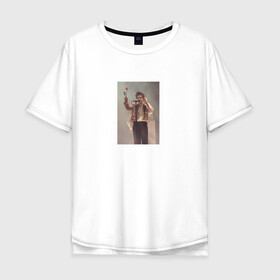 Мужская футболка хлопок Oversize с принтом HARRY STYLES в Курске, 100% хлопок | свободный крой, круглый ворот, “спинка” длиннее передней части | harry | one direction | rose