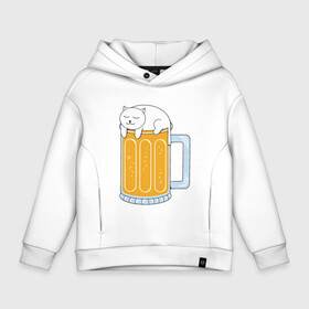 Детское худи Oversize хлопок с принтом Beer Cat в Курске, френч-терри — 70% хлопок, 30% полиэстер. Мягкий теплый начес внутри —100% хлопок | боковые карманы, эластичные манжеты и нижняя кромка, капюшон на магнитной кнопке | animal | beer | cat | cute | kitty | meow | друг | животные | киска | китти | кот | котенок | котик | котэ | кошечка | кошка | лев | леопард | милый | мур | мяу | пантера | питомец | рысь | тигр