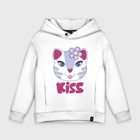 Детское худи Oversize хлопок с принтом Kiss Cat в Курске, френч-терри — 70% хлопок, 30% полиэстер. Мягкий теплый начес внутри —100% хлопок | боковые карманы, эластичные манжеты и нижняя кромка, капюшон на магнитной кнопке | animal | cat | cute | kitty | meow | друг | животные | киска | китти | кот | котенок | котик | котэ | кошечка | кошка | лев | леопард | милый | мур | мяу | пантера | питомец | рысь | тигр