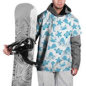 Накидка на куртку 3D с принтом Морские жители в Курске, 100% полиэстер |  | Тематика изображения на принте: dolphin | дельфин | краб | море | морская звезда | морские | морской конек | осьминог | с дельфином | черепаха