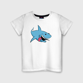 Детская футболка хлопок с принтом Акуленок в Курске, 100% хлопок | круглый вырез горловины, полуприлегающий силуэт, длина до линии бедер | maneater | акулы | иллюстрация | мег