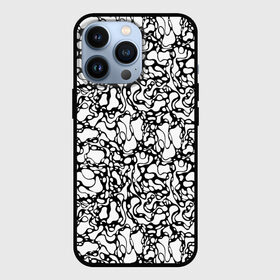 Чехол для iPhone 13 Pro с принтом Абстрактная жидкость в Курске,  |  | абстрактный | вода | геометрический | геометрия | дырки | жидкость | нейрографика | петли | плазма | пузыри | пятна | черно белый