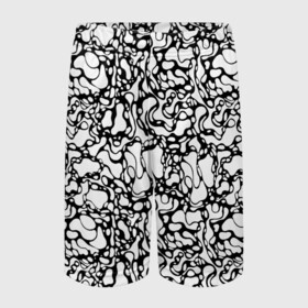 Детские спортивные шорты 3D с принтом Абстрактная жидкость в Курске,  100% полиэстер
 | пояс оформлен широкой мягкой резинкой, ткань тянется
 | абстрактный | вода | геометрический | геометрия | дырки | жидкость | нейрографика | петли | плазма | пузыри | пятна | черно белый