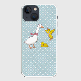Чехол для iPhone 13 mini с принтом Утка и утята в Курске,  |  | мама утка | птицы | птички | утка | уточки | утята | цыпленок | цыплята