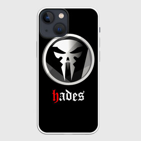 Чехол для iPhone 13 mini с принтом Hades в Курске,  |  | hades | roguelike | бесконечные круги ада | клыки | компьютерная игра | череп | эмблема