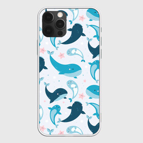 Чехол для iPhone 12 Pro Max с принтом Киты и тюлени в Курске, Силикон |  | Тематика изображения на принте: whale | белый кит | кит | киты | корабли | кораблики | маяк | морские | паттерн | синий кит | чайки