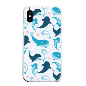 Чехол для iPhone XS Max матовый с принтом Киты и тюлени в Курске, Силикон | Область печати: задняя сторона чехла, без боковых панелей | whale | белый кит | кит | киты | корабли | кораблики | маяк | морские | паттерн | синий кит | чайки