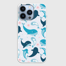 Чехол для iPhone 13 Pro с принтом Киты и тюлени в Курске,  |  | whale | белый кит | кит | киты | корабли | кораблики | маяк | морские | паттерн | синий кит | чайки