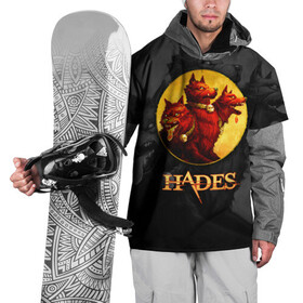 Накидка на куртку 3D с принтом Hades wolf в Курске, 100% полиэстер |  | Тематика изображения на принте: hades | roguelike | бесконечные круги ада | волк | компьютерная игра | красный | трехглавый