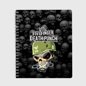 Тетрадь с принтом Five Finger Death Punch 5FDP (Z) в Курске, 100% бумага | 48 листов, плотность листов — 60 г/м2, плотность картонной обложки — 250 г/м2. Листы скреплены сбоку удобной пружинной спиралью. Уголки страниц и обложки скругленные. Цвет линий — светло-серый
 | Тематика изображения на принте: 5fdp | 5фдп | ffdp | five finger death punch | ivan moody | living the dream | zoltan bathory | альтернатива | грув метал | золтан батори | музыка | ню метал | рок | хард рок