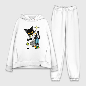 Женский костюм хлопок Oversize с принтом Tennis Cat в Курске,  |  | animal | cat | cute | kitty | meow | sport | tennis | друг | животные | киска | китти | кот | котенок | котик | котэ | кошечка | кошка | лев | леопард | милый | мур | мяу | пантера | питомец | рысь | спорт | теннис | тигр