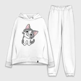 Женский костюм хлопок Oversize с принтом Pixel Cat в Курске,  |  | animal | cat | cute | kitty | meow | друг | животные | киска | китти | кот | котенок | котик | котэ | кошечка | кошка | лев | леопард | милый | мур | мяу | пантера | питомец | рысь | тигр